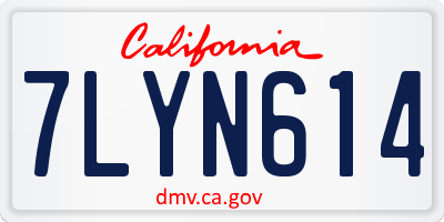 CA license plate 7LYN614