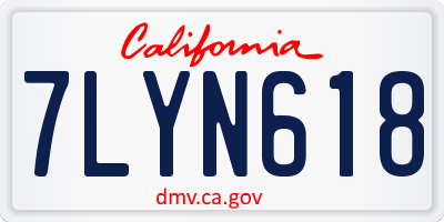 CA license plate 7LYN618