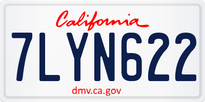 CA license plate 7LYN622