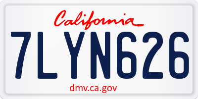 CA license plate 7LYN626