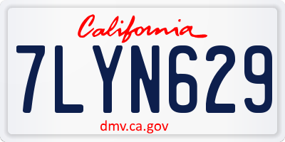 CA license plate 7LYN629