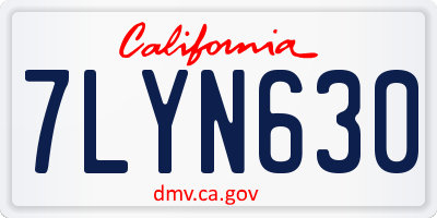 CA license plate 7LYN630