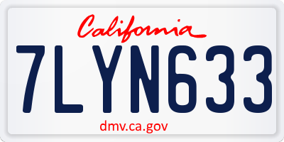 CA license plate 7LYN633