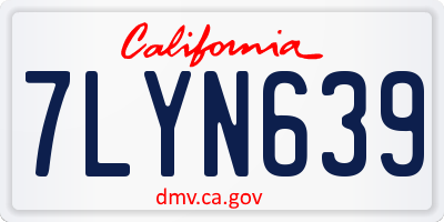 CA license plate 7LYN639