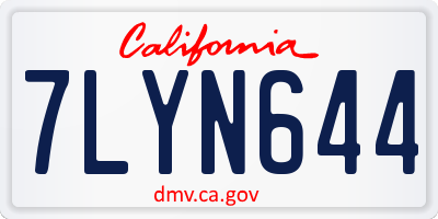 CA license plate 7LYN644
