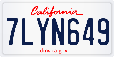 CA license plate 7LYN649