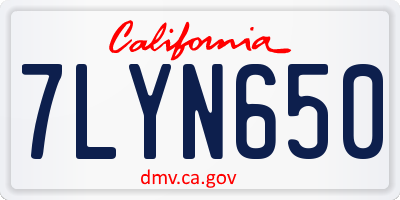 CA license plate 7LYN650