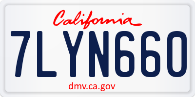 CA license plate 7LYN660