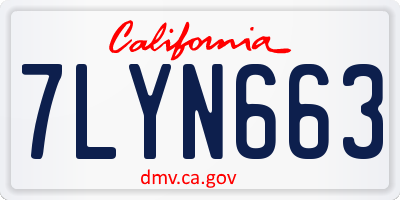 CA license plate 7LYN663