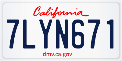 CA license plate 7LYN671
