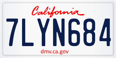 CA license plate 7LYN684