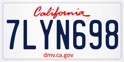 CA license plate 7LYN698