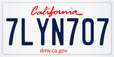 CA license plate 7LYN707