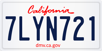 CA license plate 7LYN721