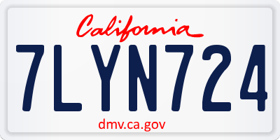 CA license plate 7LYN724