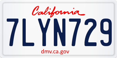 CA license plate 7LYN729