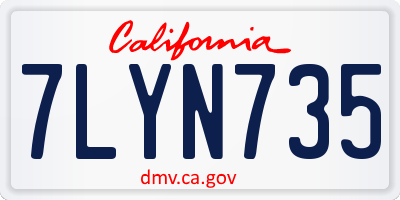 CA license plate 7LYN735