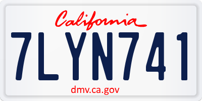 CA license plate 7LYN741