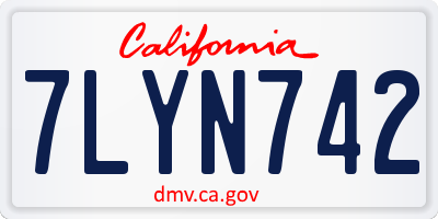 CA license plate 7LYN742