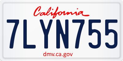 CA license plate 7LYN755