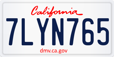CA license plate 7LYN765