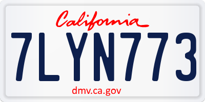 CA license plate 7LYN773