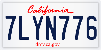 CA license plate 7LYN776