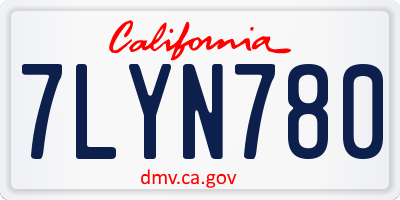 CA license plate 7LYN780