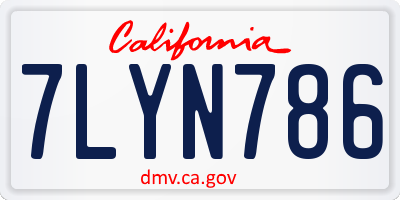 CA license plate 7LYN786