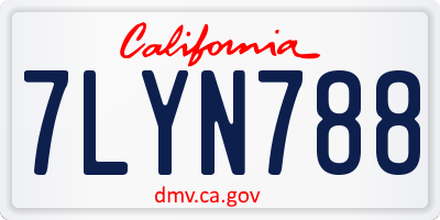 CA license plate 7LYN788