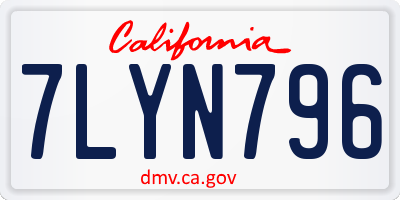 CA license plate 7LYN796