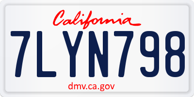 CA license plate 7LYN798