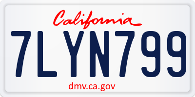 CA license plate 7LYN799