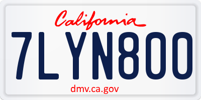 CA license plate 7LYN800