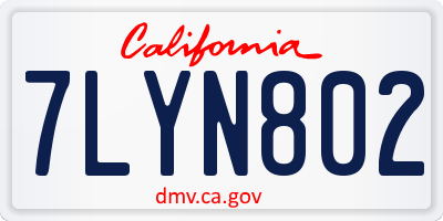 CA license plate 7LYN802
