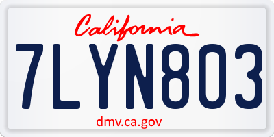 CA license plate 7LYN803