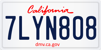 CA license plate 7LYN808
