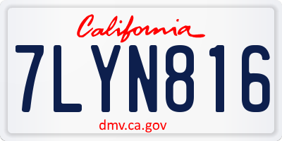 CA license plate 7LYN816