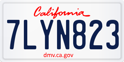 CA license plate 7LYN823