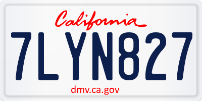 CA license plate 7LYN827
