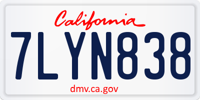 CA license plate 7LYN838