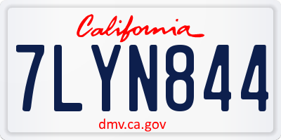 CA license plate 7LYN844