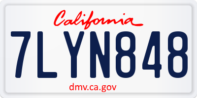 CA license plate 7LYN848
