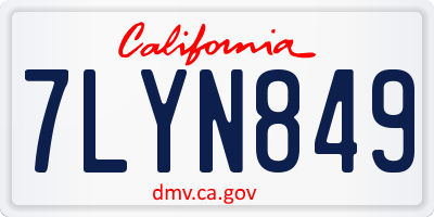 CA license plate 7LYN849