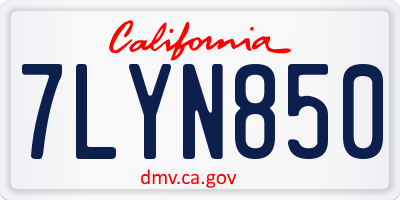 CA license plate 7LYN850