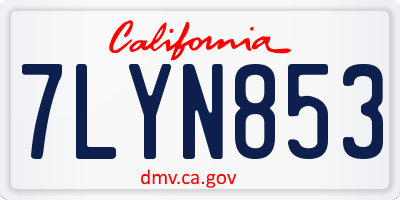 CA license plate 7LYN853