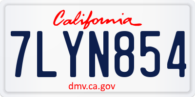 CA license plate 7LYN854