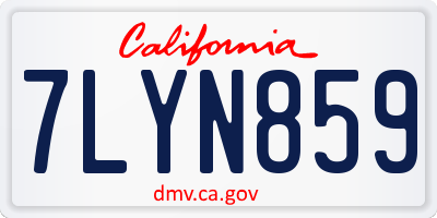 CA license plate 7LYN859