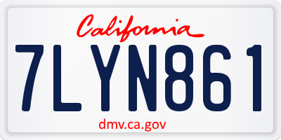 CA license plate 7LYN861