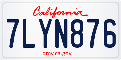 CA license plate 7LYN876